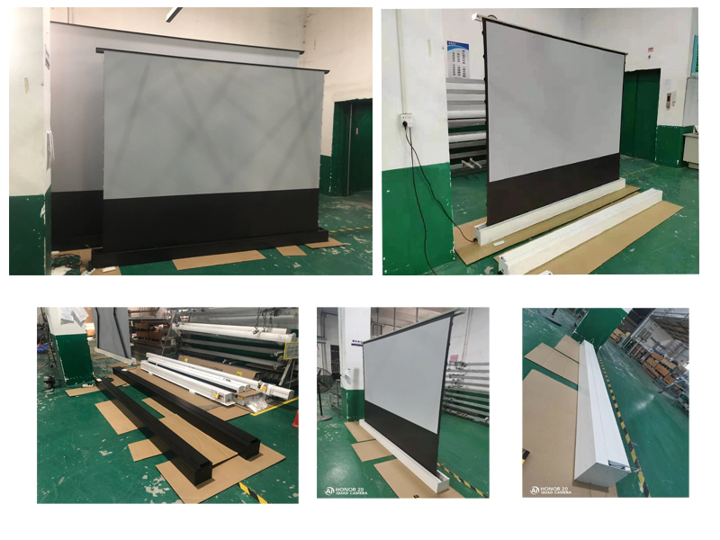 XY Screens pull up projector screen design for home