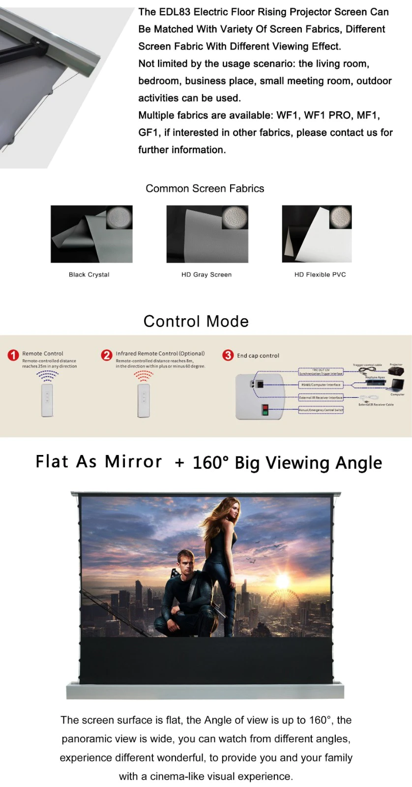 XY Screens white floor rising screen design for household