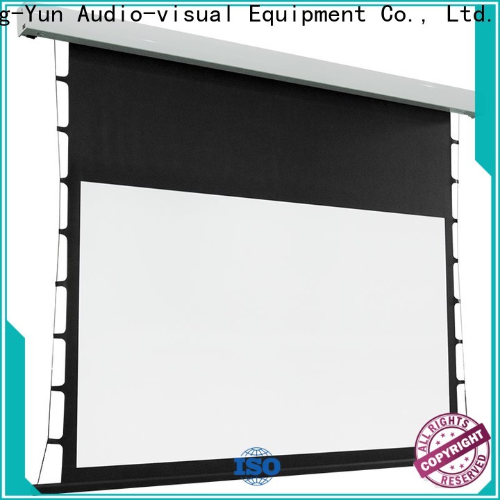 XY Screens tensioned projector screen personalized for living room