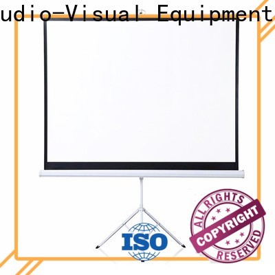 XY Screens white tripod screen personalized for office