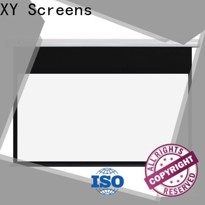 XY Screens manual tab tensioned projector screen personalized for indoors