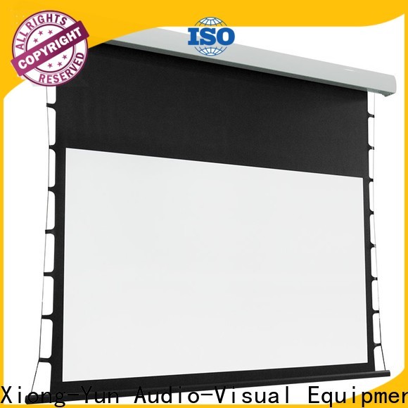 XY Screens tab tensioned projector screen personalized for living room
