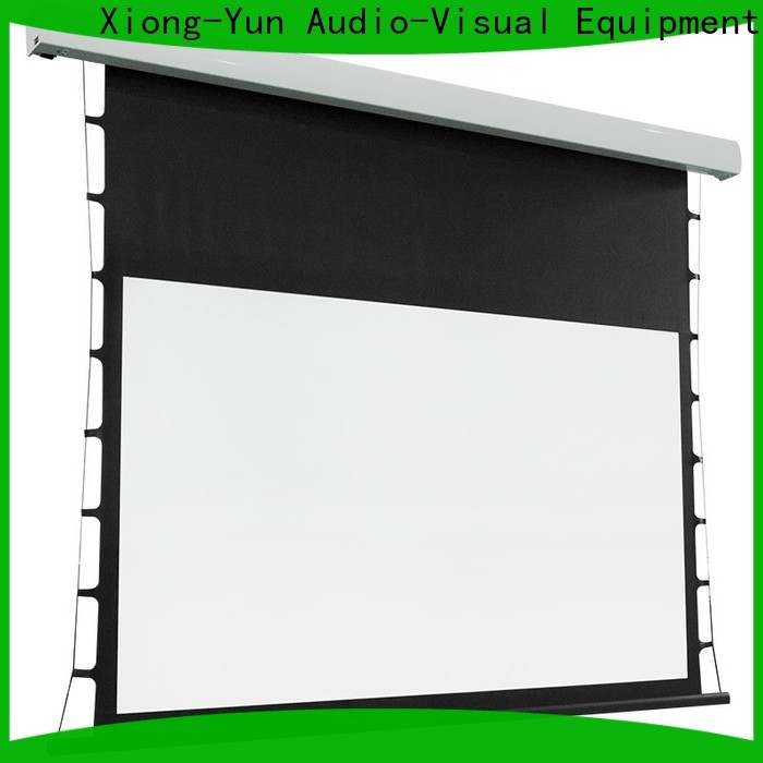 XY Screens rising tensioned projector screen personalized for indoors
