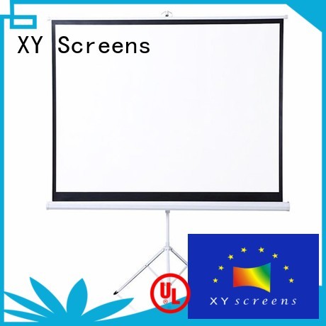 white tripod screen personalized for meeting room