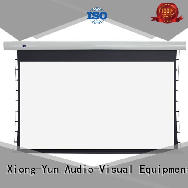 XY Screens intelligent tab tensioned projector screen personalized for indoors