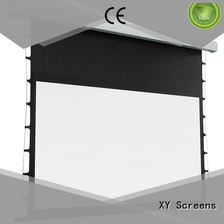 XY Screens rising add tension to projector screen for home