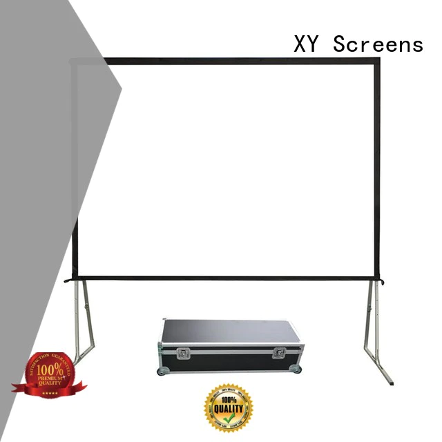 XY Screens black outdoor projector screen with stand series